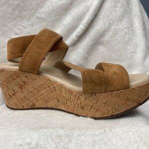 Chocolat Blu Tan Suede Wedge Sandals